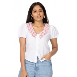 Puff Sleeves Embroidered Shirt